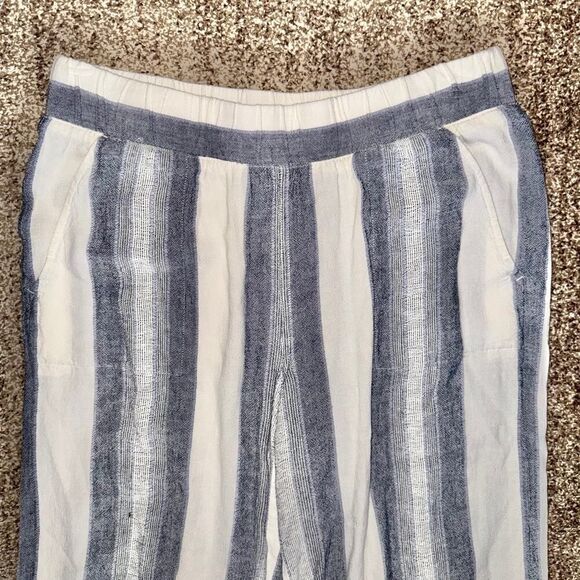 Cloth & Stone Women's Linen Blend Blue White Stripe Summer Pants Size Medium - Picture 9 of 11